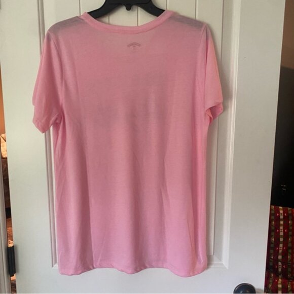 Holiday Time women’s pink shirt sleeve “Merry & Bright” top - Picture 5 of 6